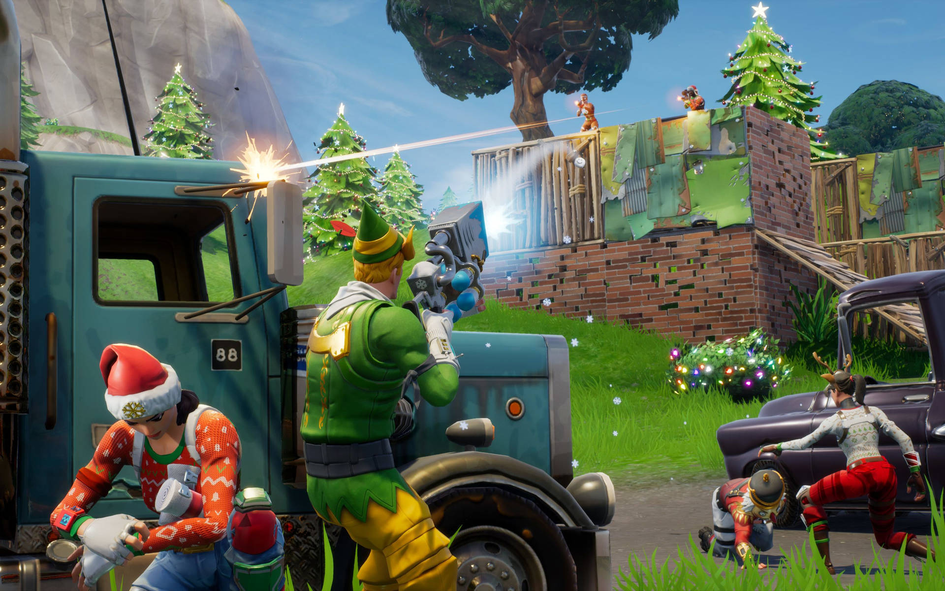Hình nền Battle Royale trong mùa Giáng sinh từ trò chơi Fortnite hình nền.