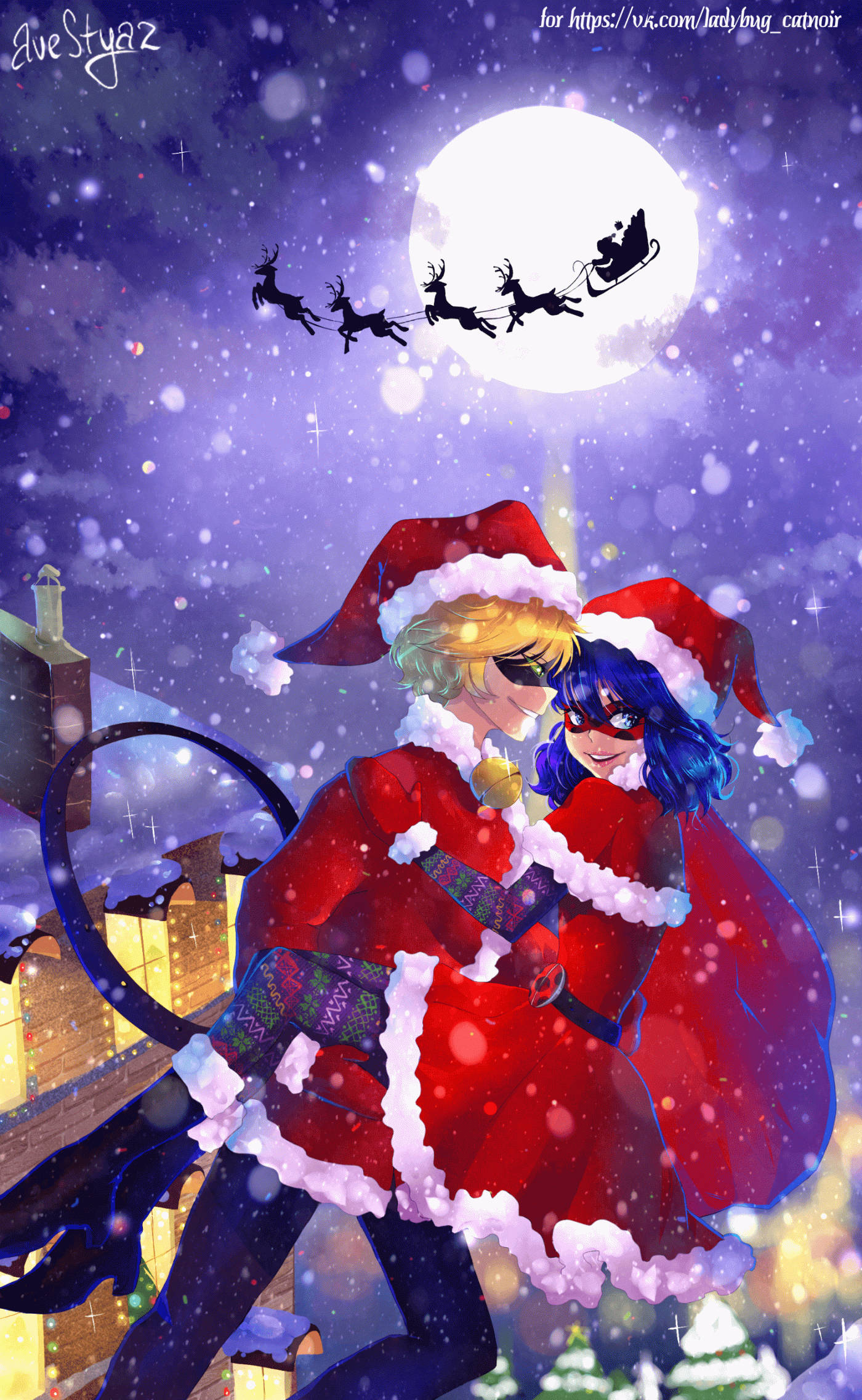 Christmas Ladybug And Cat Noir Hình nền