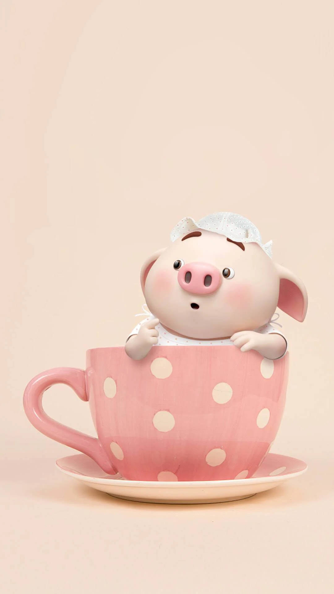 Chú Heo Dễ Thương Trên Tách Trà Hình nền