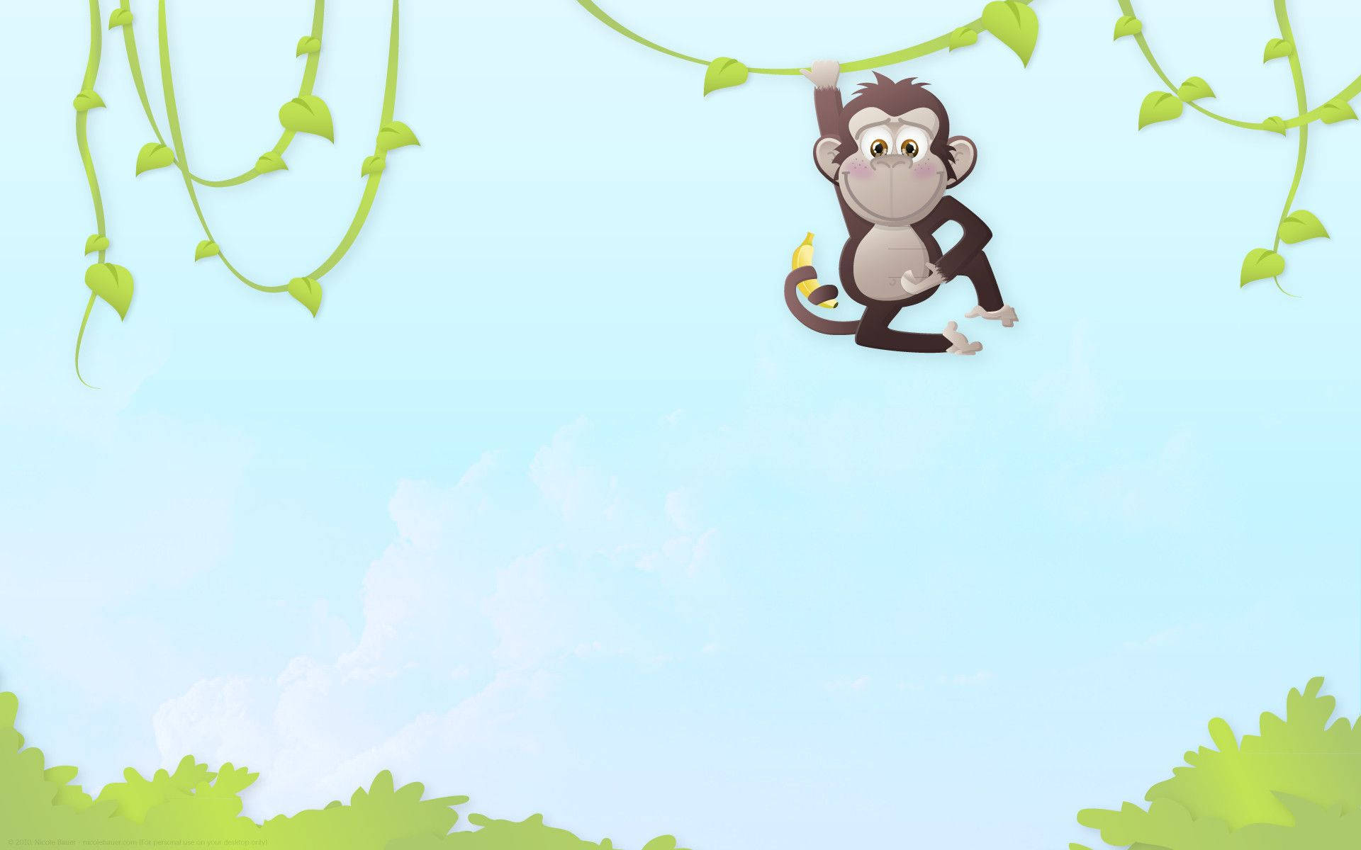 Chú Khỉ Dễ Thương Đu Trên Dây Leo Hình nền