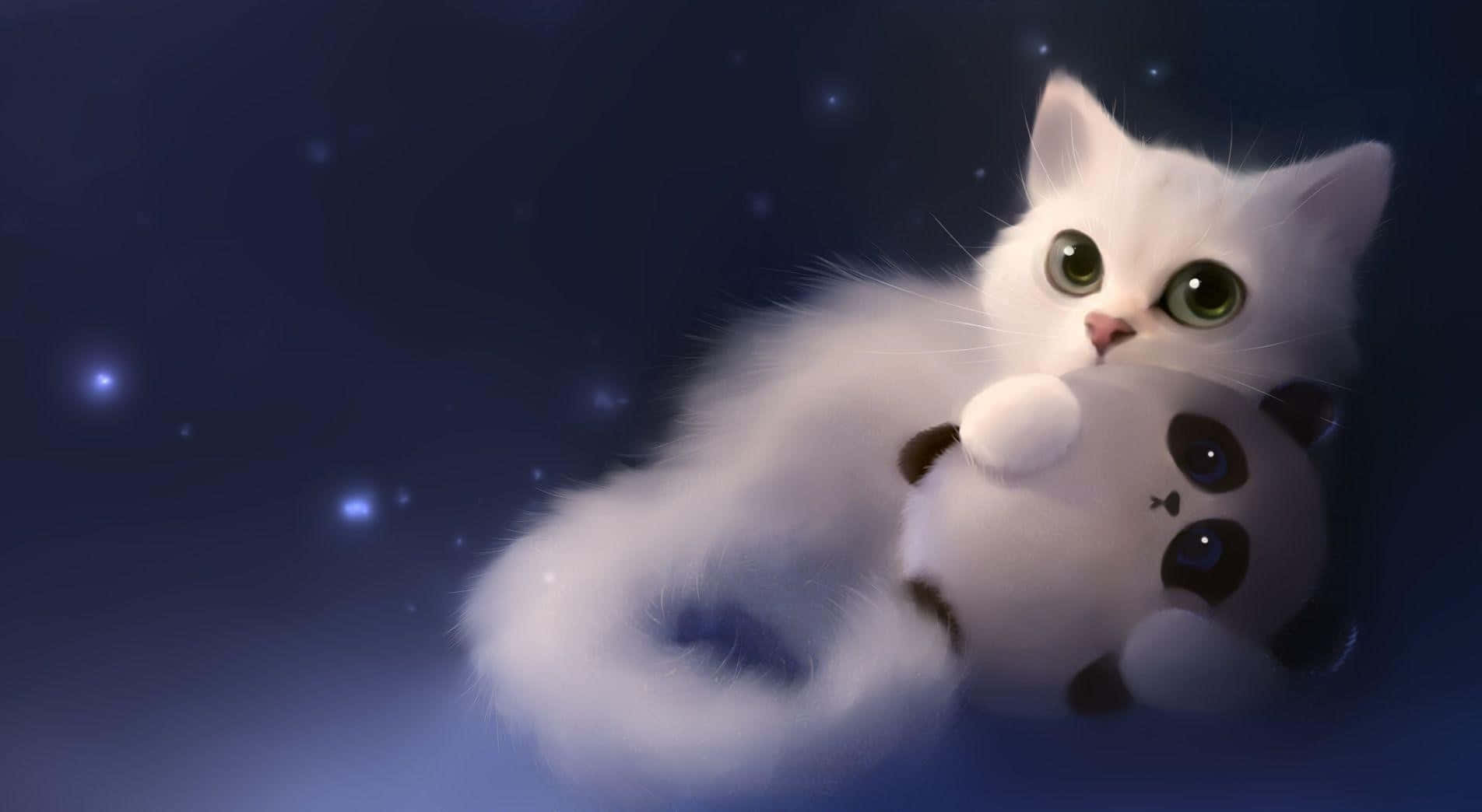 Chú Mèo Anime Sẵn Sàng Cùng Bạn Khám Phá Những Cuộc Phiêu Lưu Hình nền