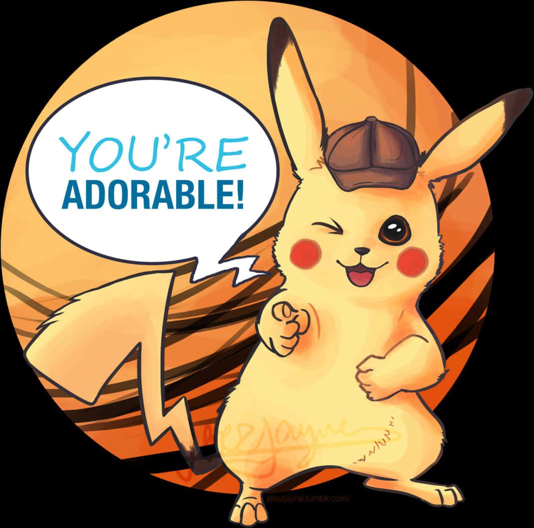 Chú Pikachu đội mũ dễ thương Hình nền