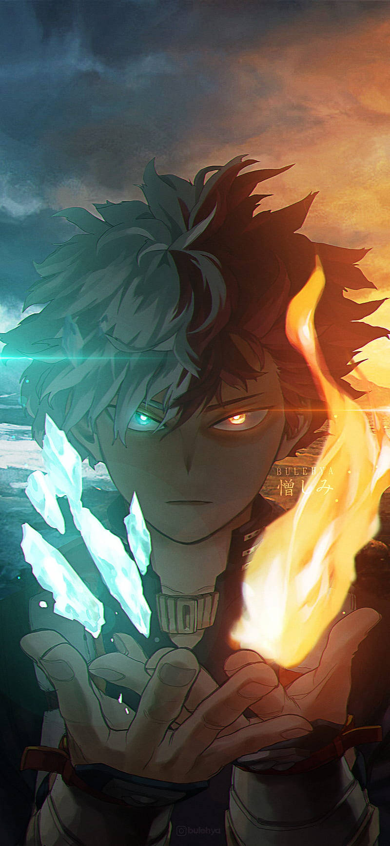 Chú thích: Bộ ba quyền năng mãnh liệt: Deku, Todoroki và Bakugou Hình nền