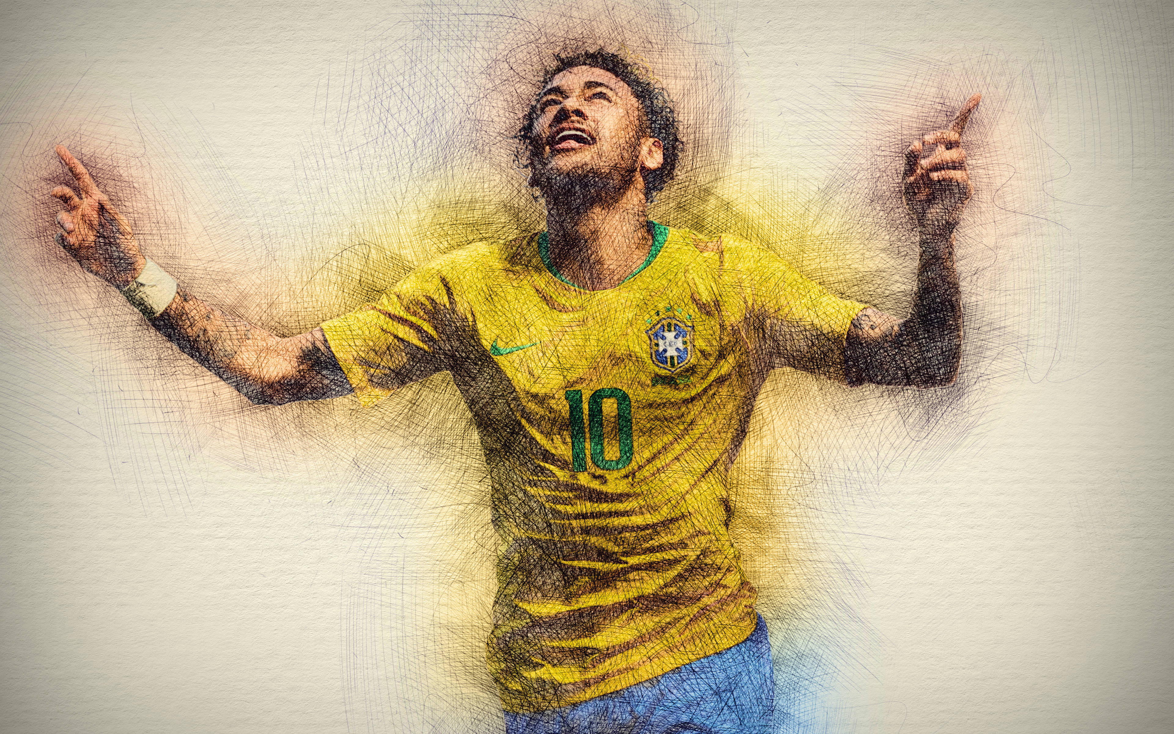 Bức ký họa màu sắc đẹp của Neymar Jr — Bóng đá GIF Hình nền