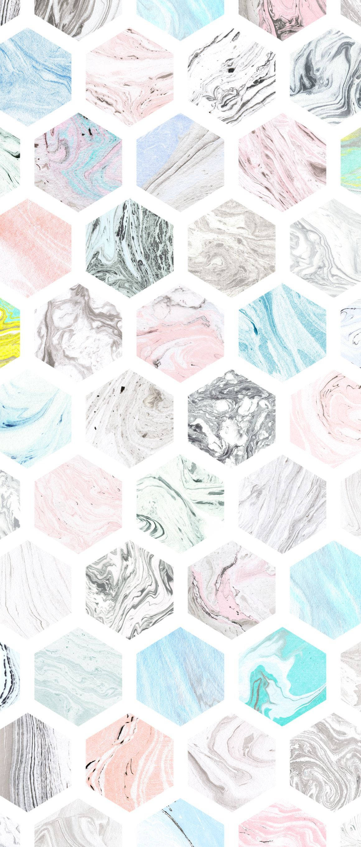 Chú thích: Hoa Văn Lục Giác Cẩm Thạch Pastel Thanh Lịch Trên Màn Hình iPad Hình nền