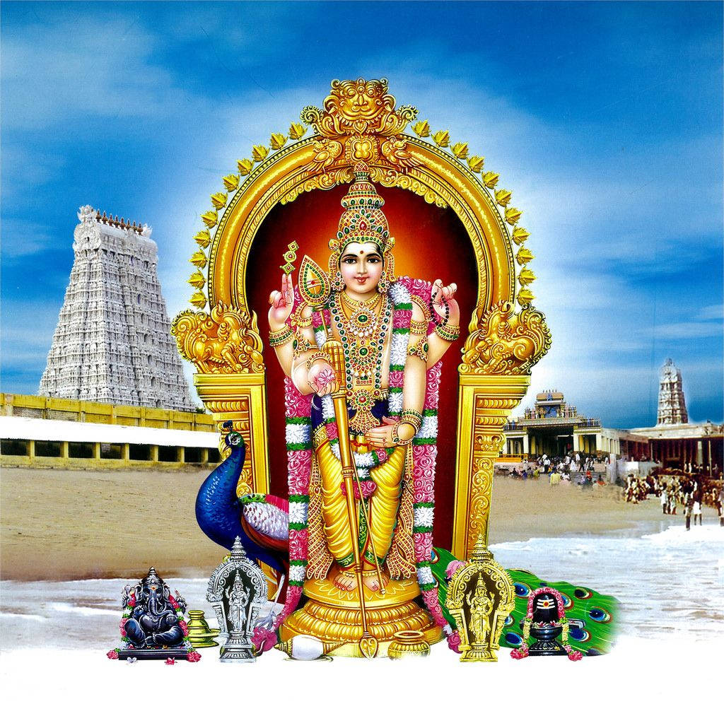 Chúa Murugan trên nền đại dương