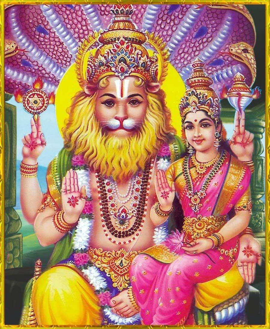 Chúa Narasimha và Lakshmi Hình nền