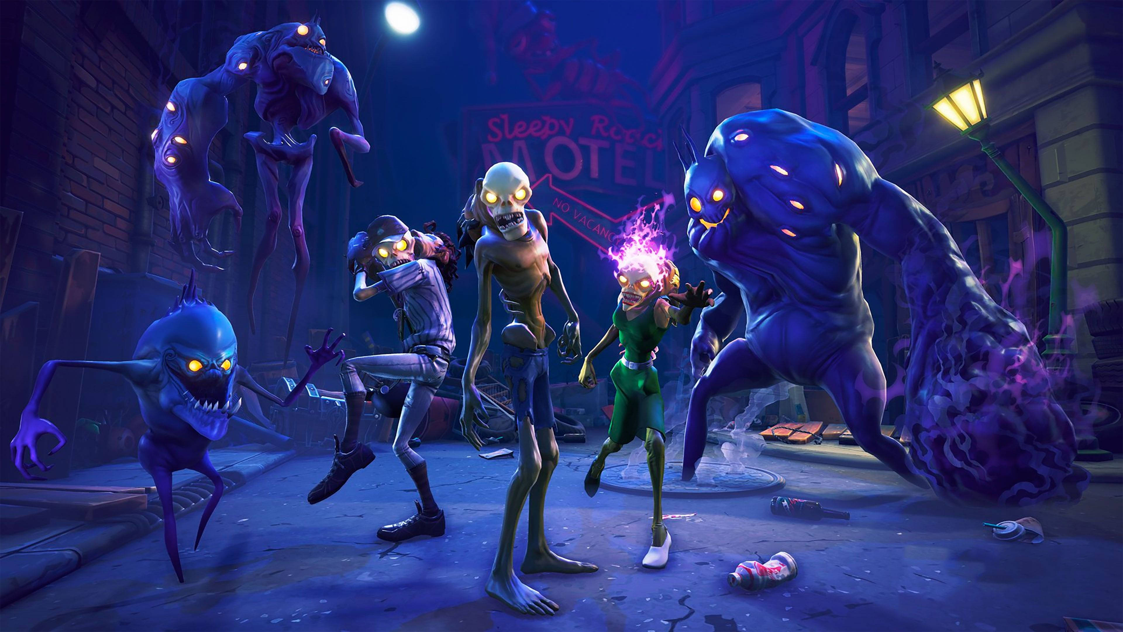 Chuẩn Bị Chiến Đấu Chống Lại Zombie Và Mini-Boss Trong Fortnite Hình nền