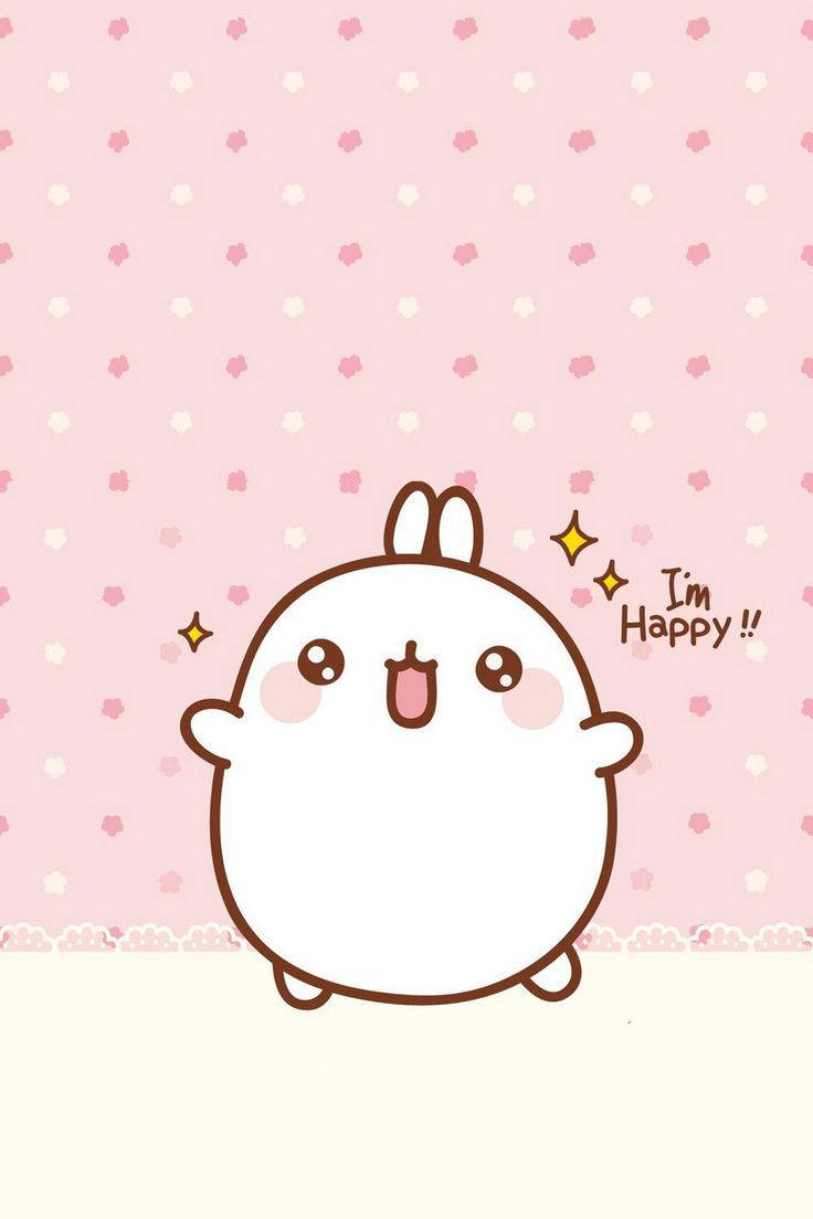 Hình nền kawaii thỏ molang hạnh phúc.