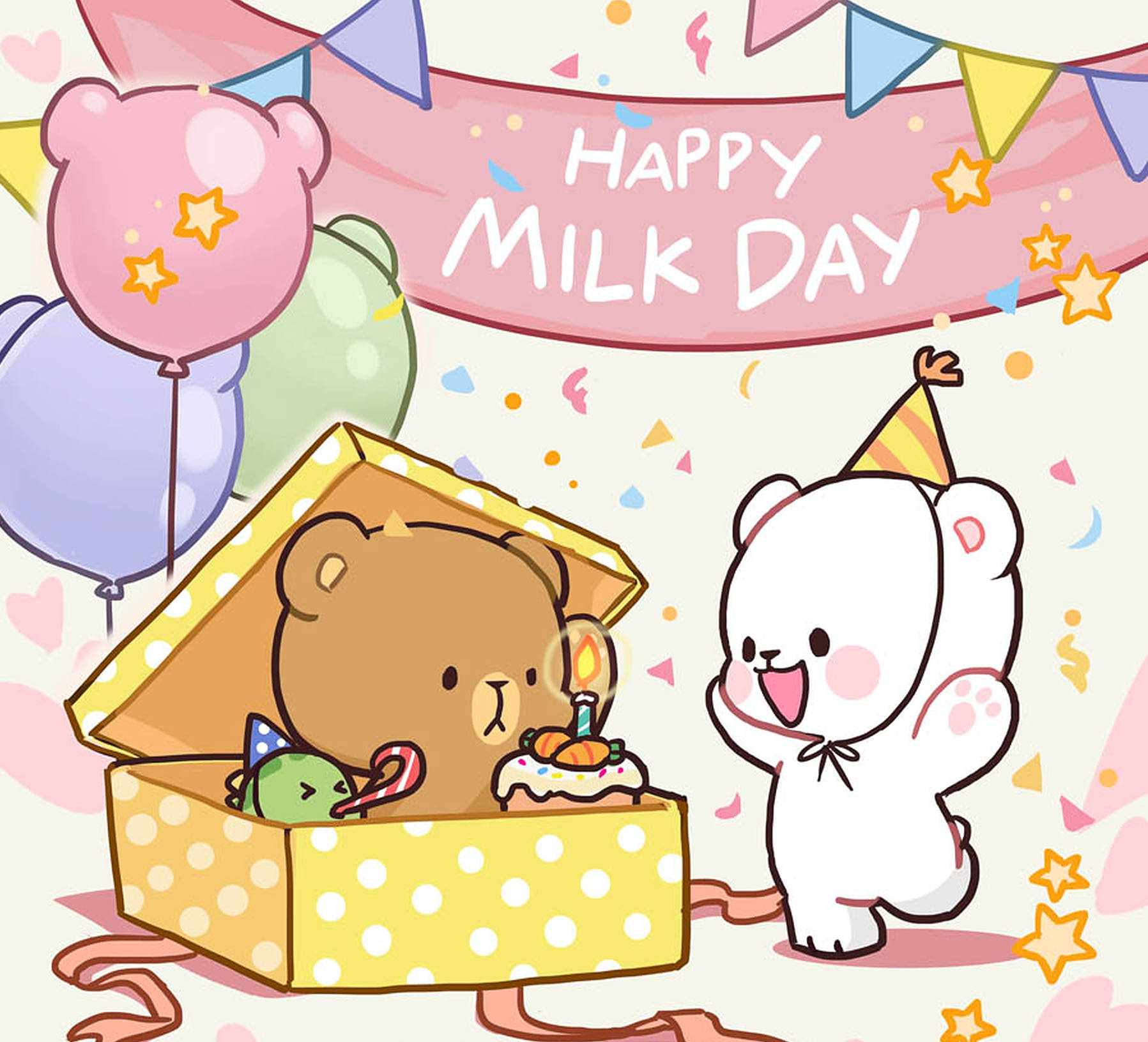 Chúc Mừng Ngày Của Gấu Sữa và Gấu Mocha Hình nền