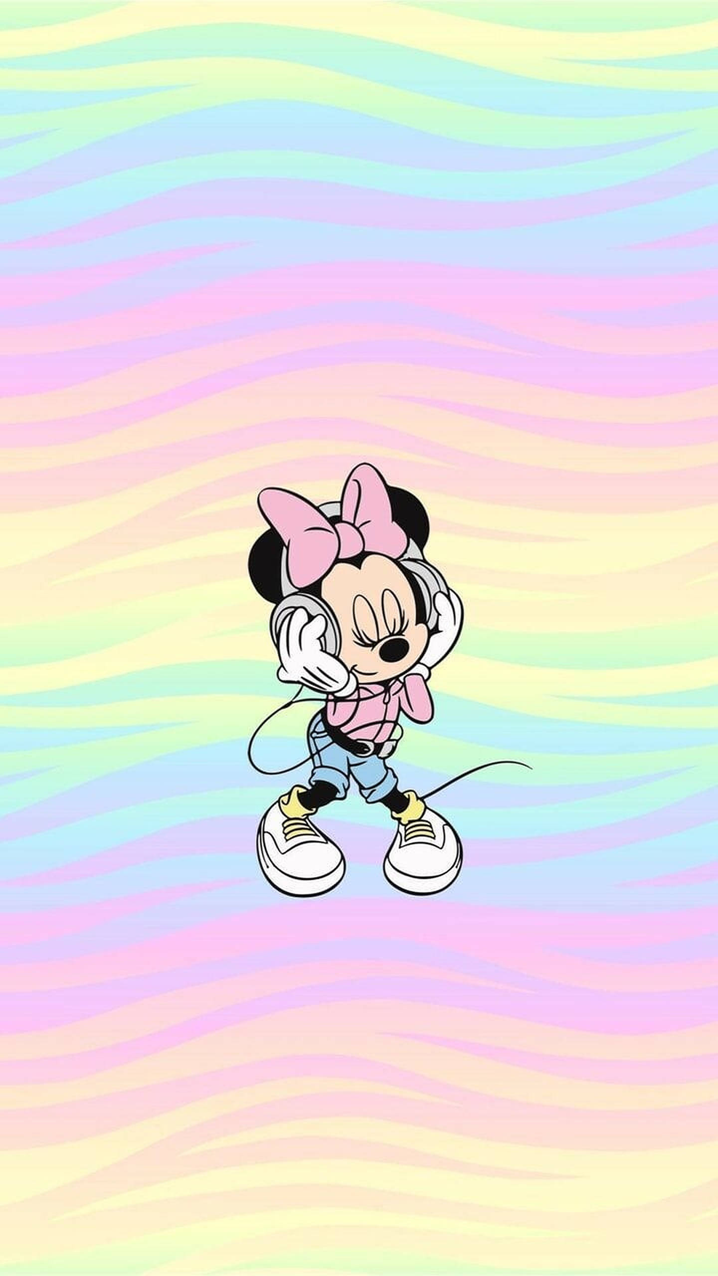 Chuột Minnie Trên Nền Cầu Vồng Pastel Hình nền