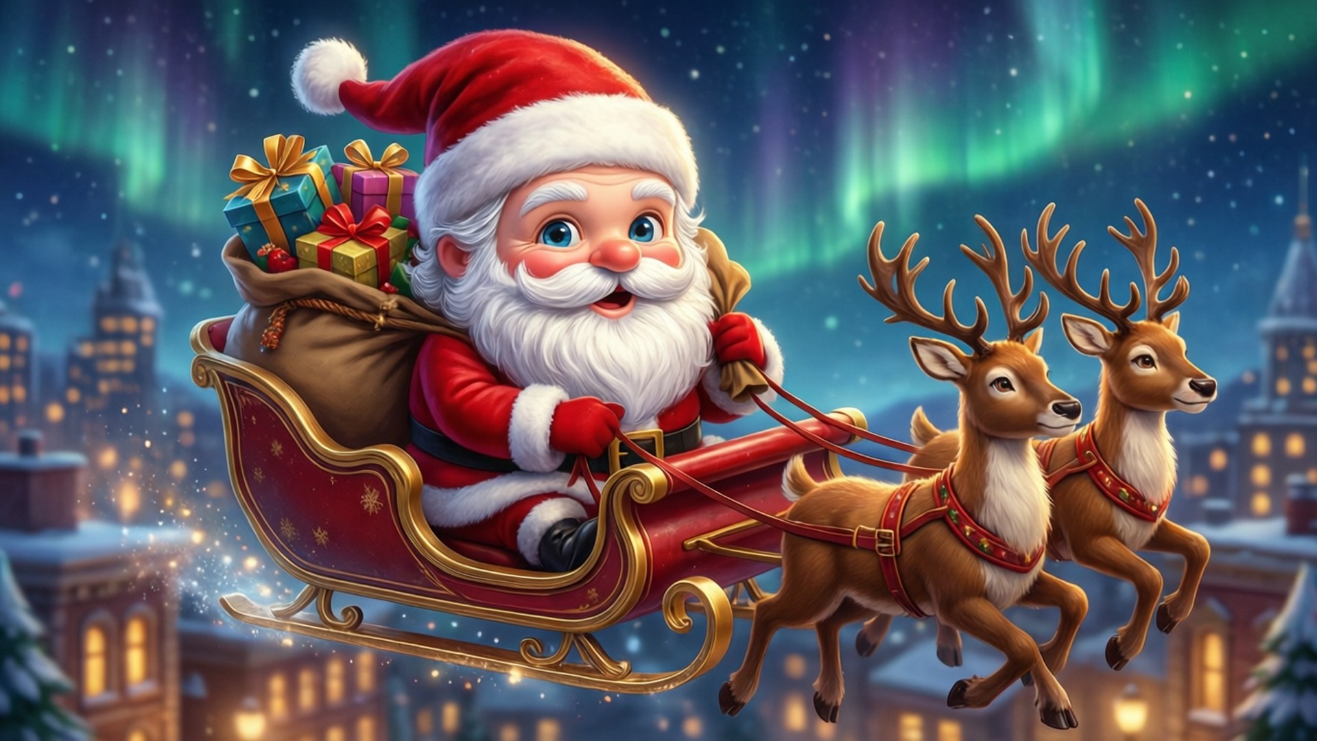 Chuyến Đi Xe Trượt Của Ông Già Noel Hình nền