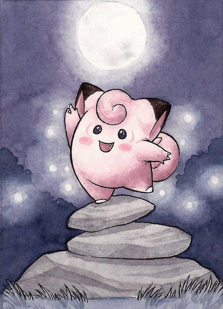 Clefairy Nhảy Múa Dưới Trăng Rằm Hình nền
