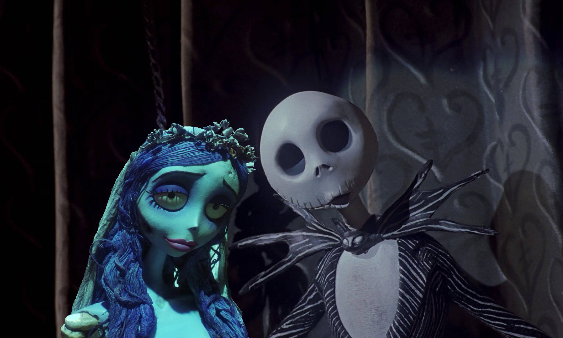 Cô Dâu Ma và Jack Skellington Hình nền