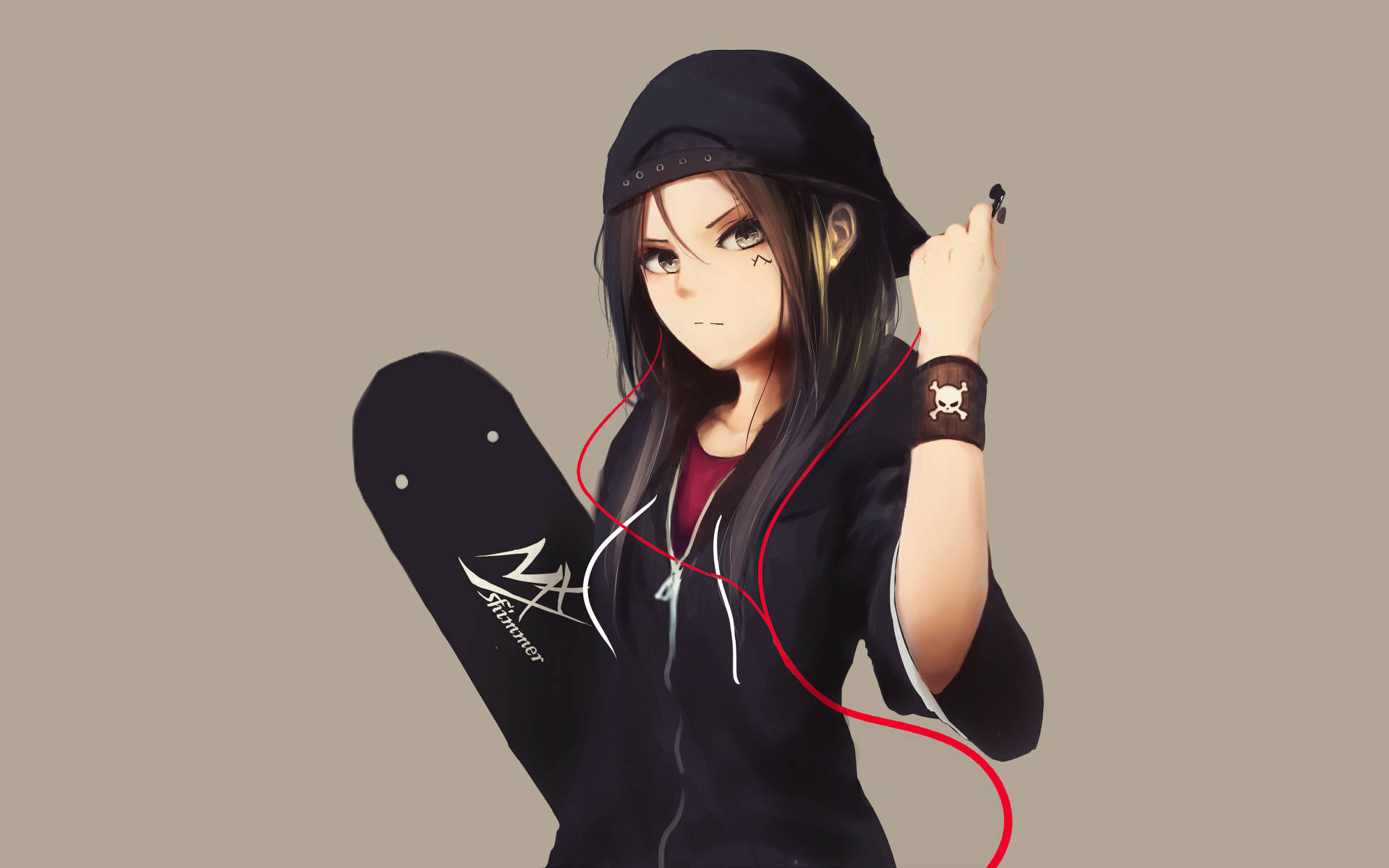 Cô Gái Anime Bí Ẩn Trong Áo Hoodie Hình nền