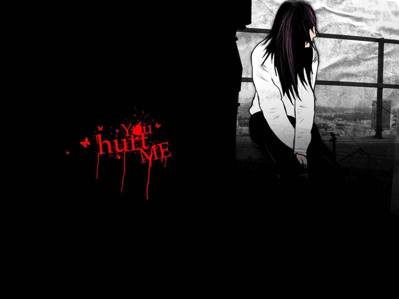 Cô gái anime buồn cô đơn tổn thương tôi phong cách đen Hình nền