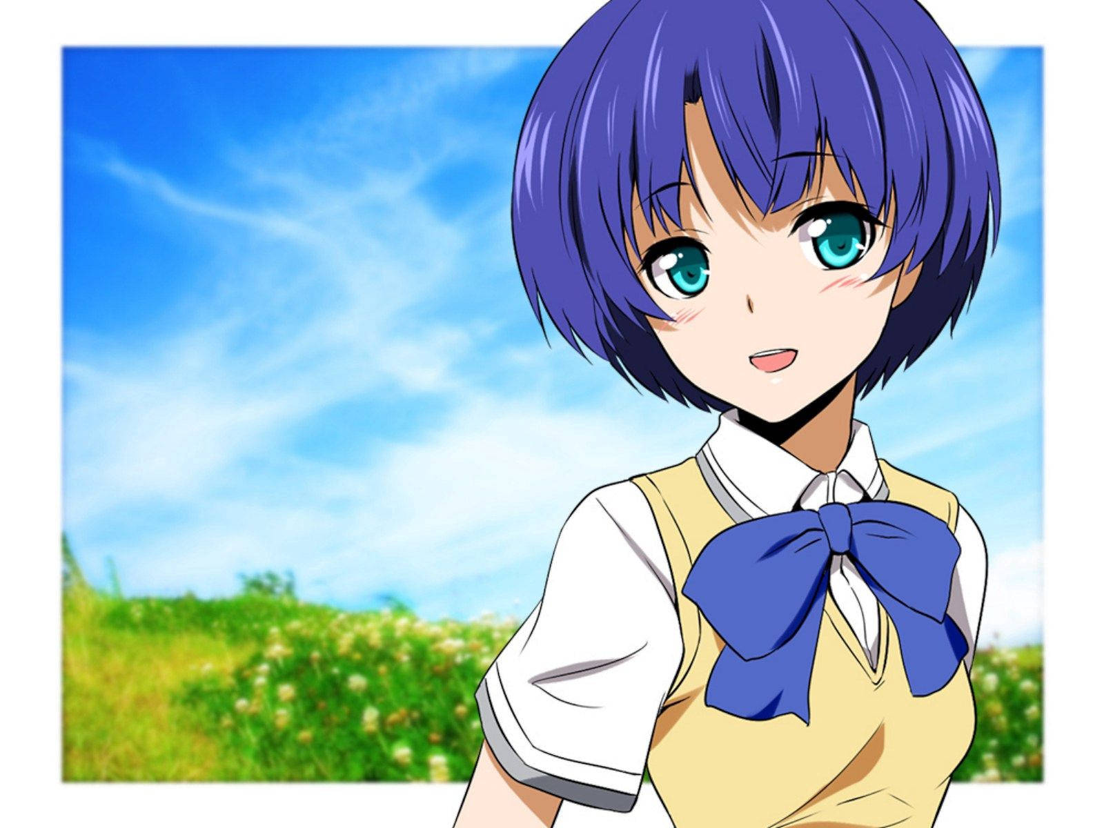 Hình nền cô gái anime dễ thương trên cánh đồng
