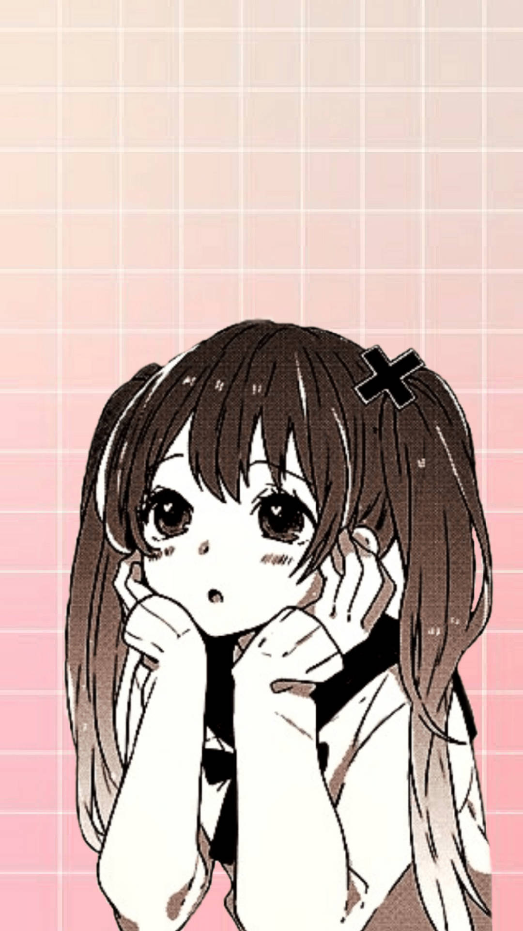 Cô gái anime dễ thương chống cằm Hình nền