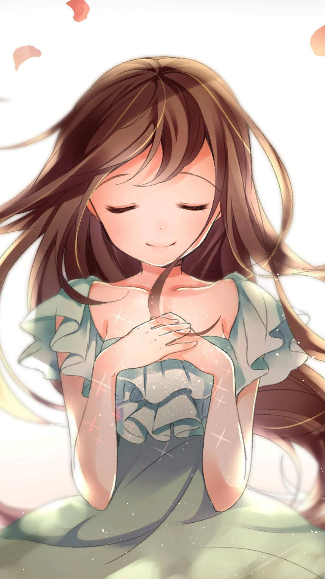 Cô gái anime dễ thương đang ước nguyện Hình nền