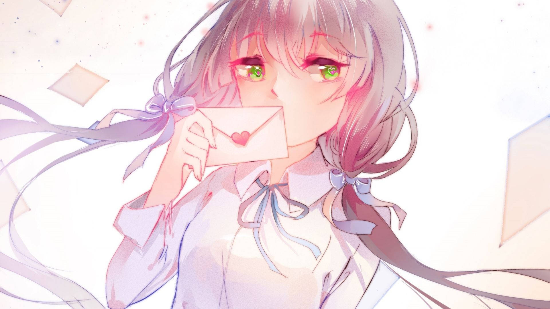 Cô gái anime dễ thương mắt xanh Hình nền