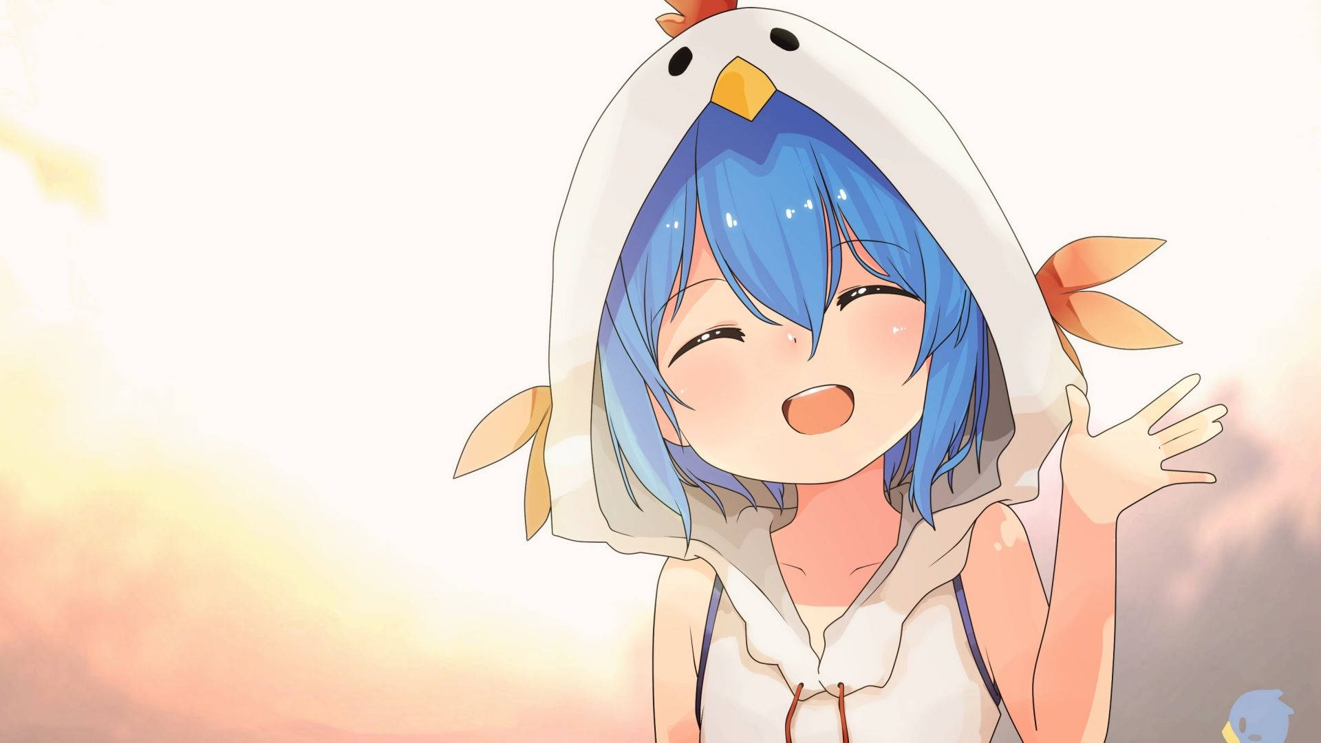 Cô gái anime gà mặc áo hoodie Hình nền