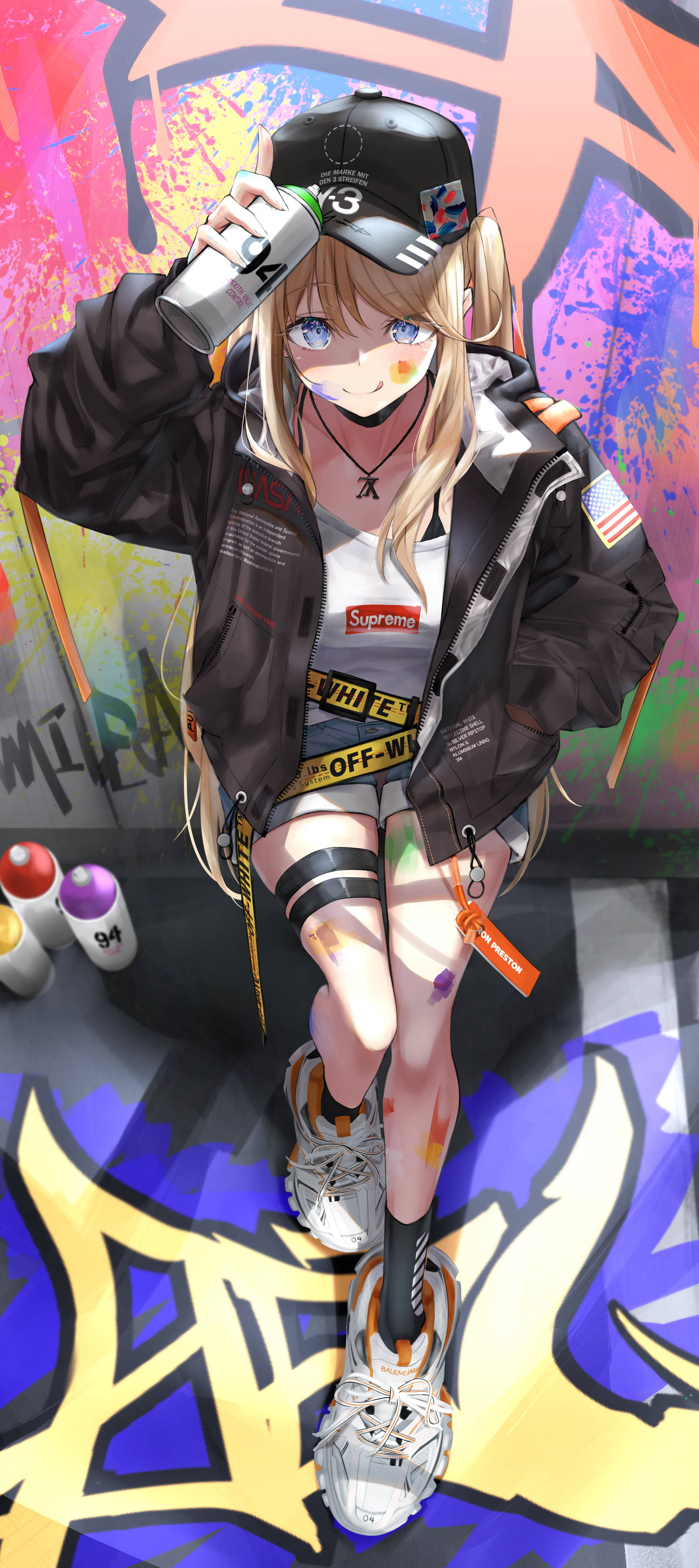 iPhone Anime Girl Wall Graffiti Hình nền