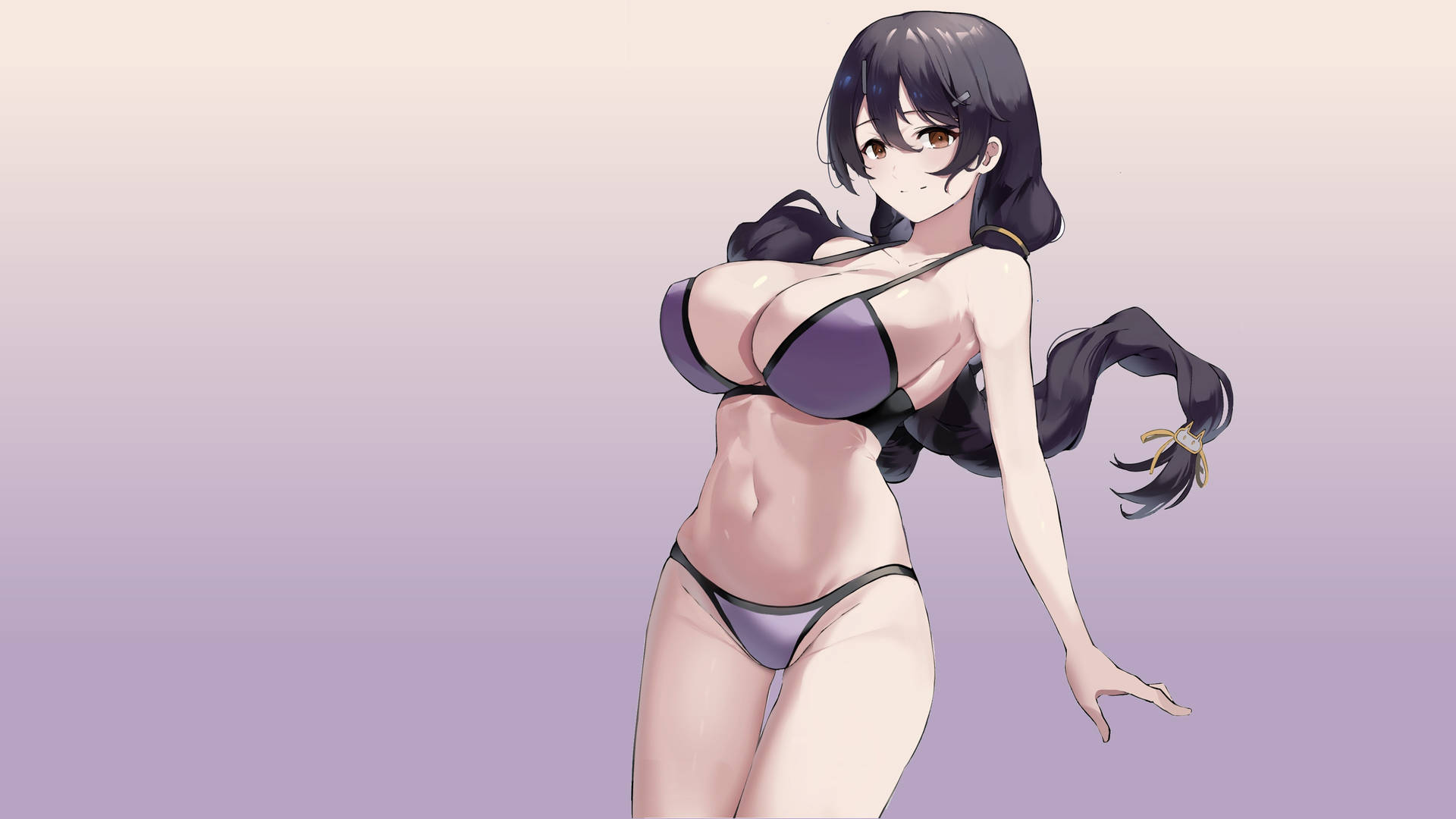 Cô gái anime mặc bikini tím
