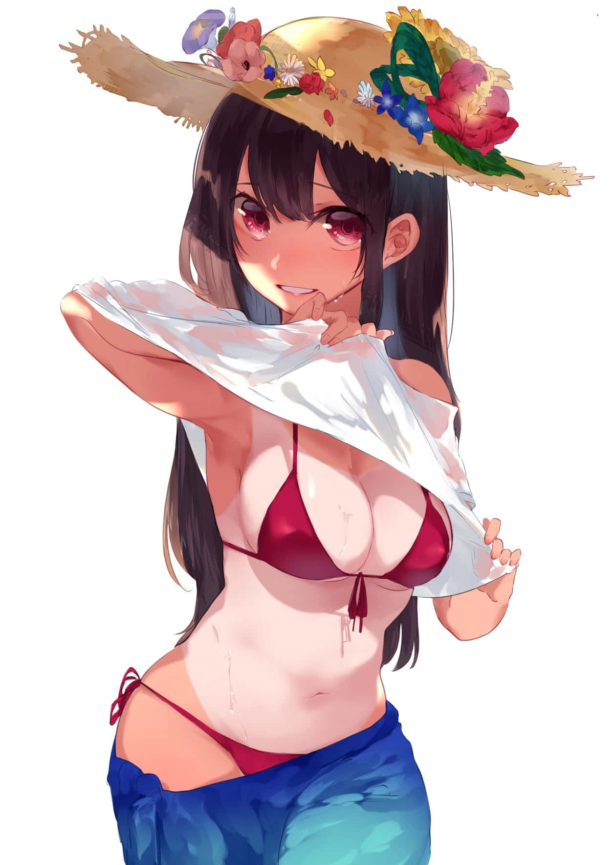 Cô gái anime mặc bikini mùa hè nóng bỏng Hình nền