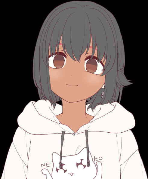 Cô gái Anime mặc áo hoodie trắng Hình nền