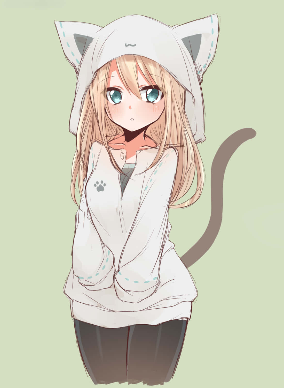 Cô gái anime mặc áo hoodie với phong cách thời trang và thoải mái. Hình nền