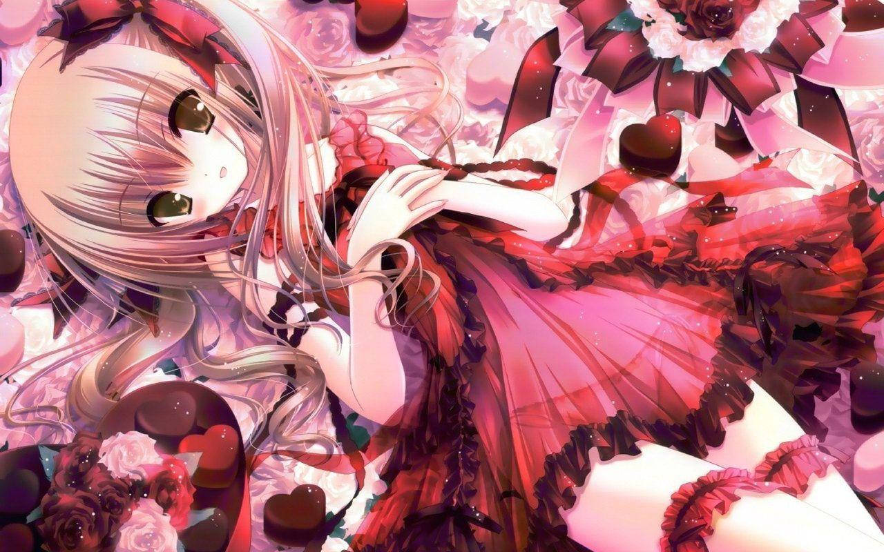 Cô gái anime mắt to dễ thương Hình nền