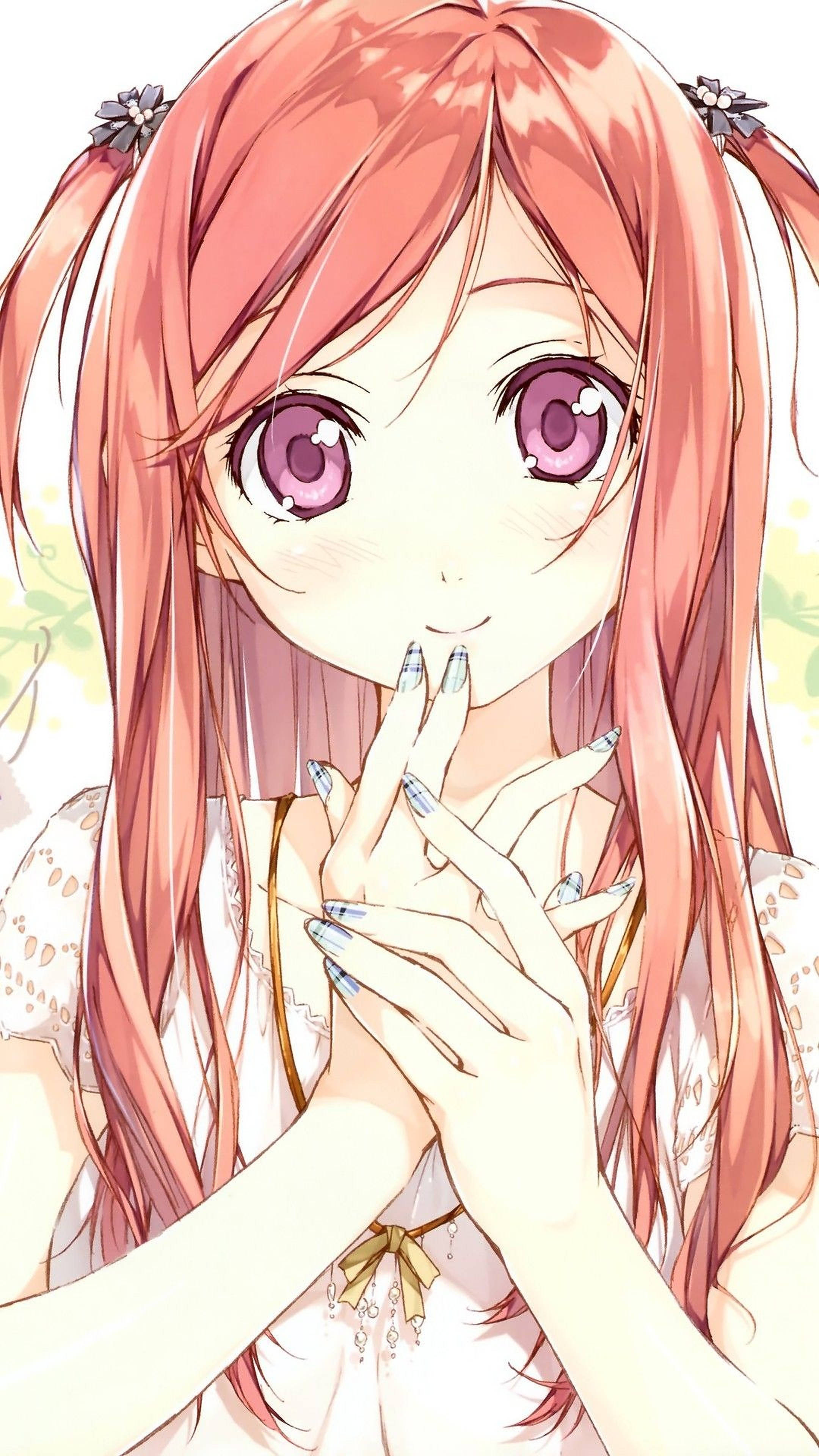Cô Gái Anime Mắt To Trên iPhone Hình nền