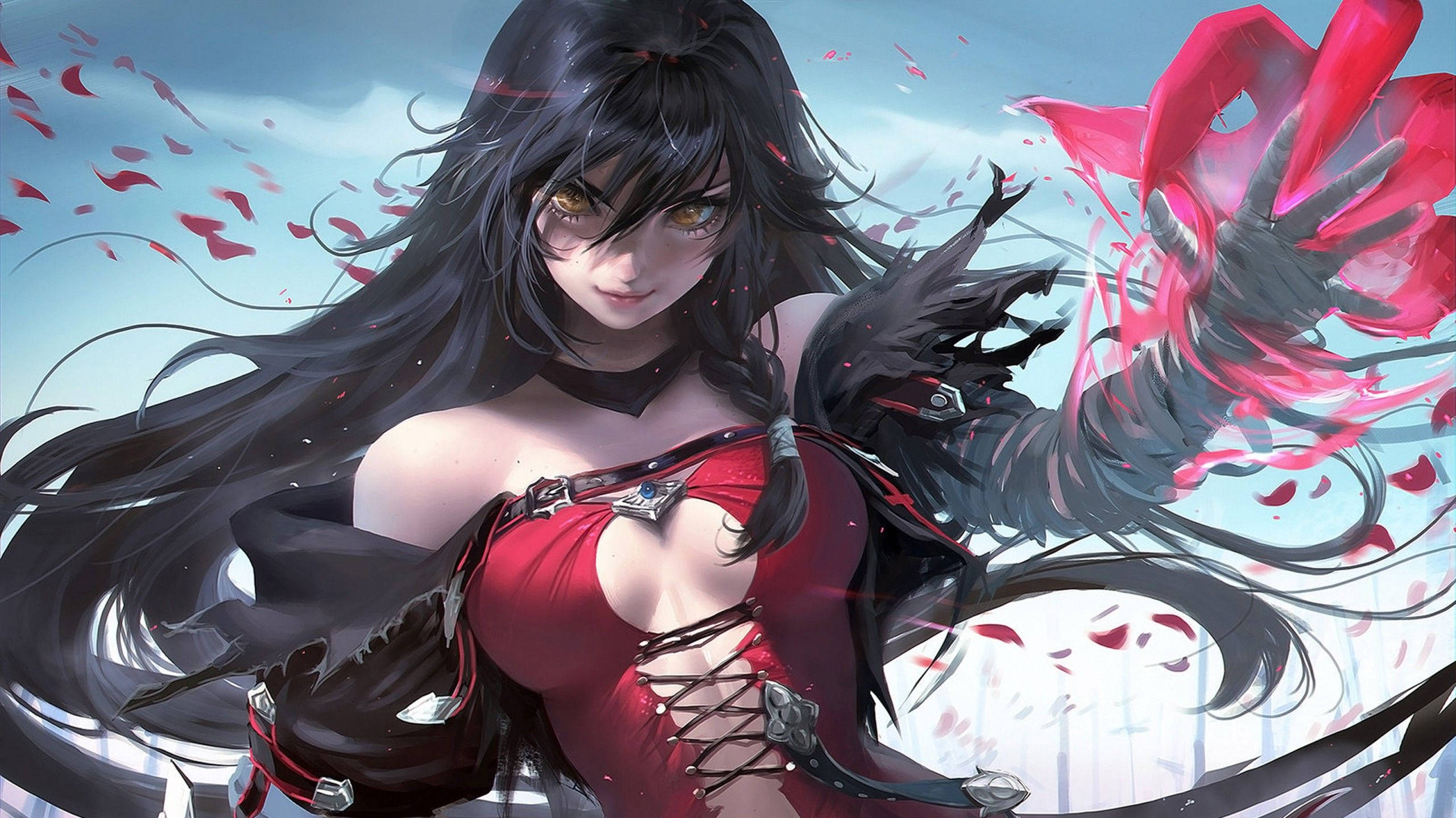 Cô gái anime nóng bỏng với móng vuốt Hình nền