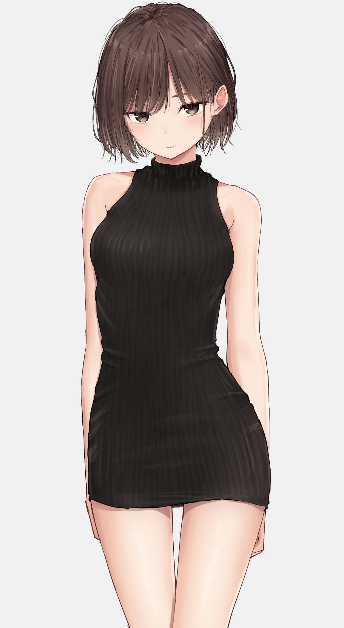 Cô gái anime thẩm mỹ trong bộ đồ đen gợi cảm Hình nền