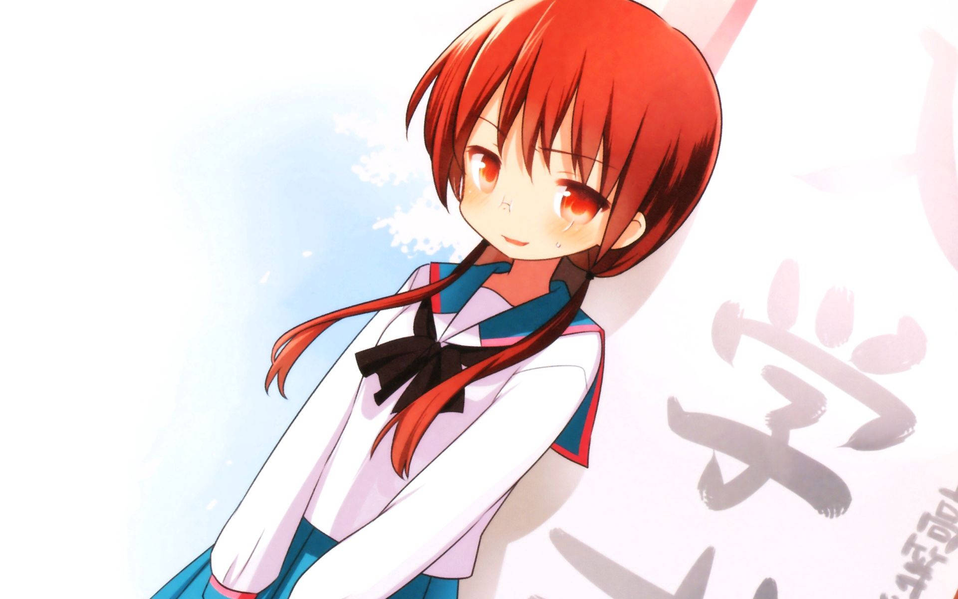 Hình nền cô gái anime tóc đỏ dễ thương