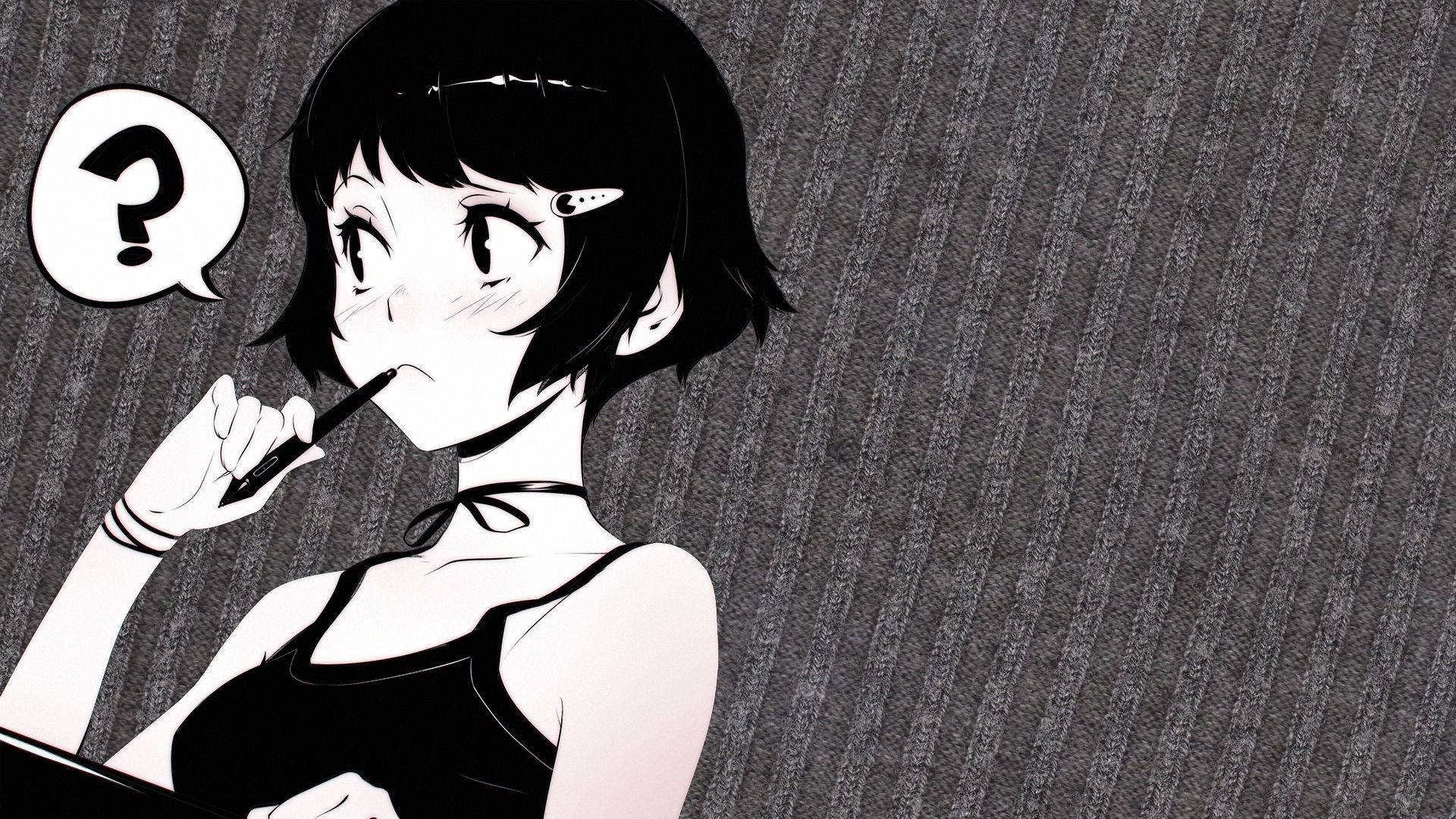 Cô gái Anime tóc đen Hình nền