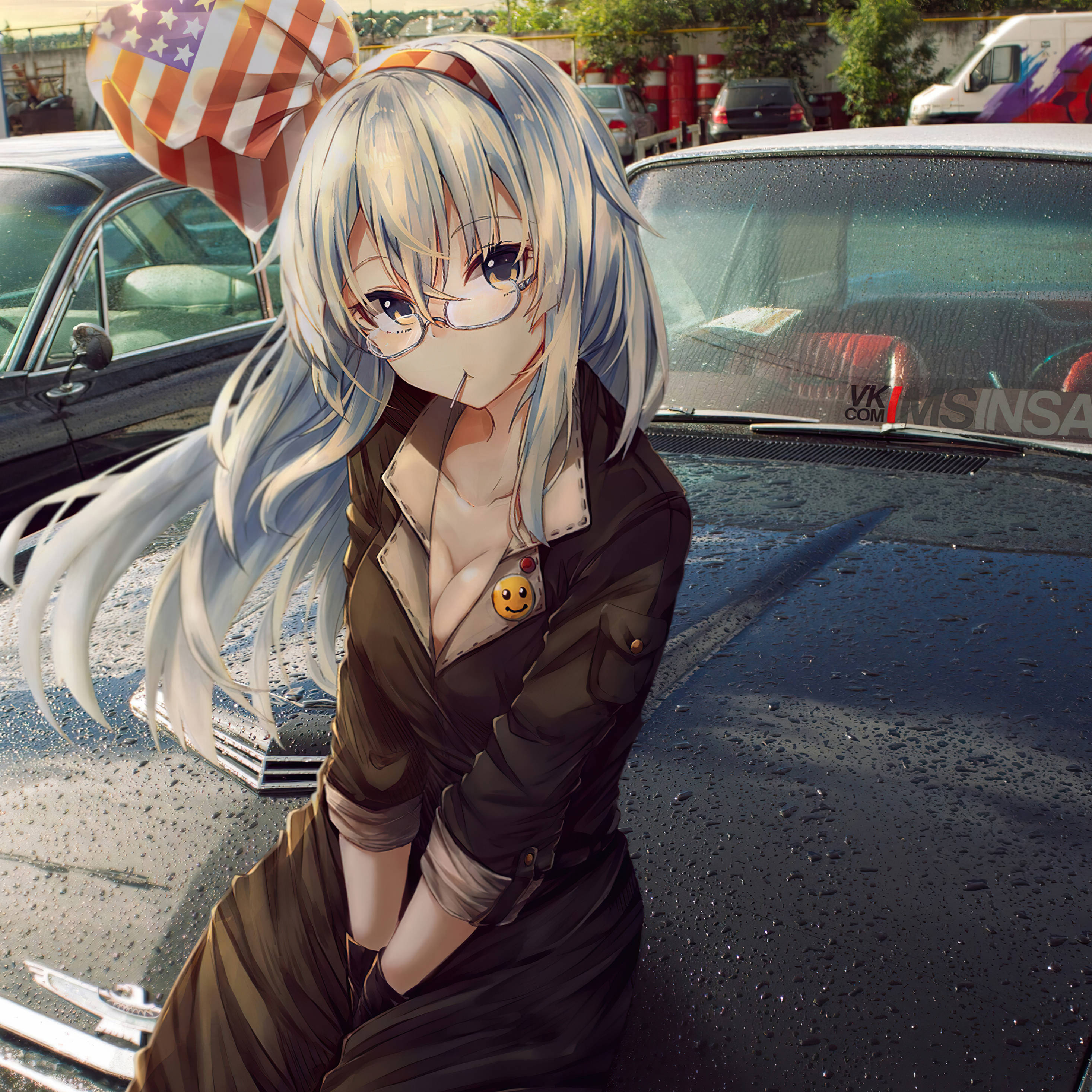 Cô gái anime trên ô tô Hình nền