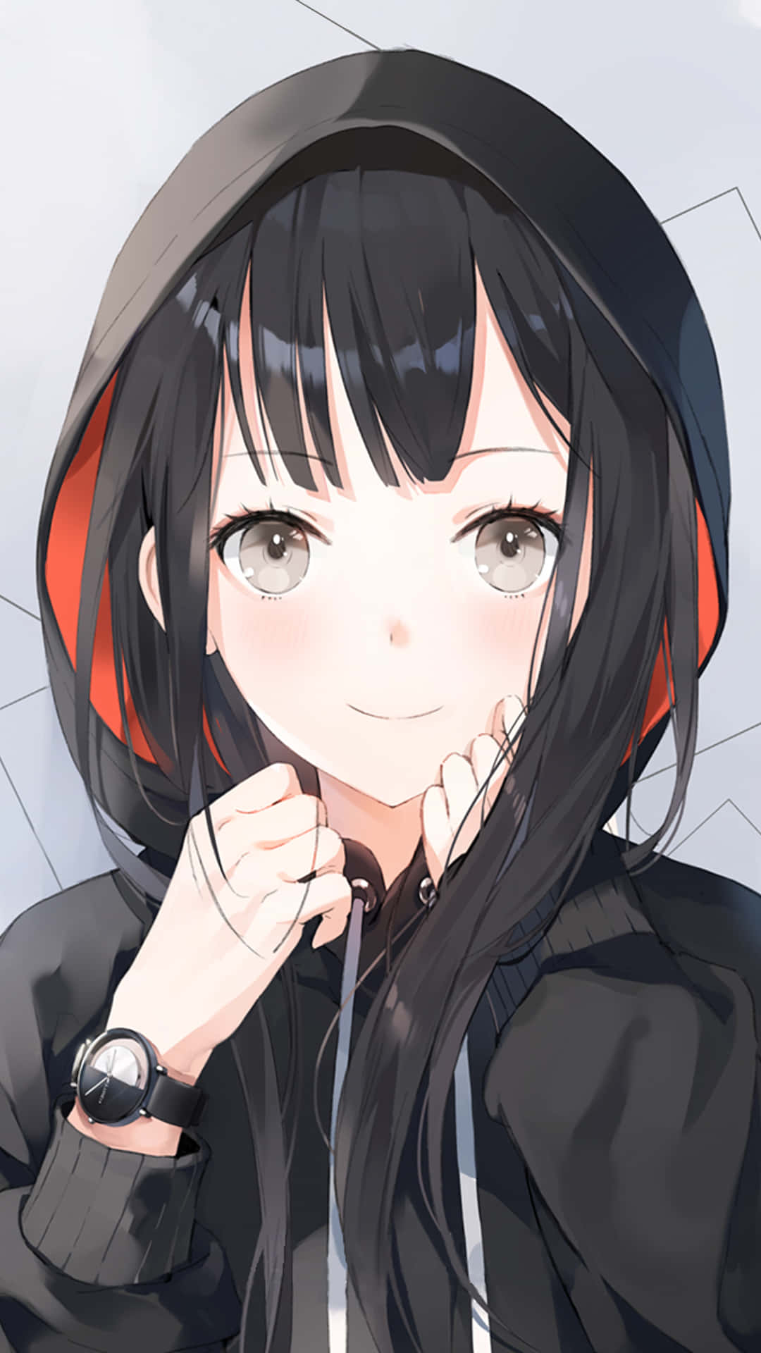 Cô gái Anime trong chiếc áo hoodie thời trang Hình nền