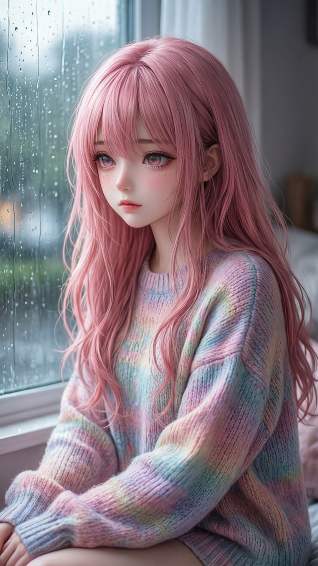 Cô gái Anime trong mưa Hình nền