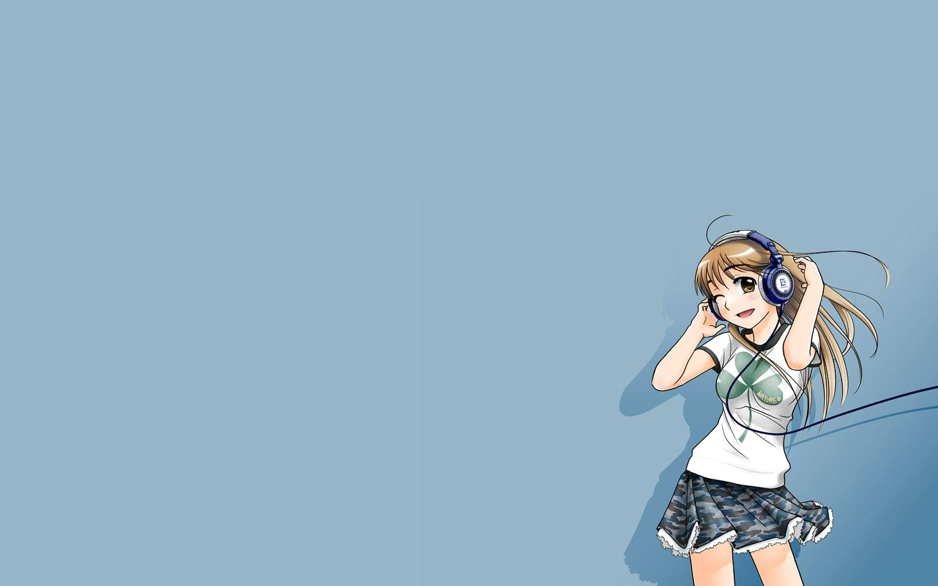 Hình nền cô gái anime đang nghe nhạc