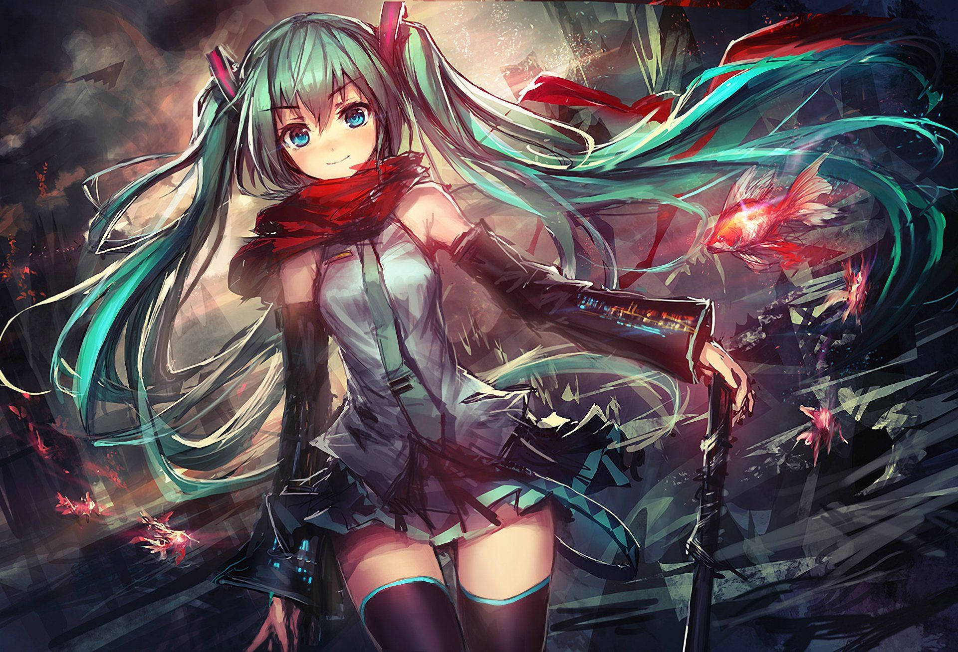 Cô gái anime Vocaloid Hatsune Miku Hình nền