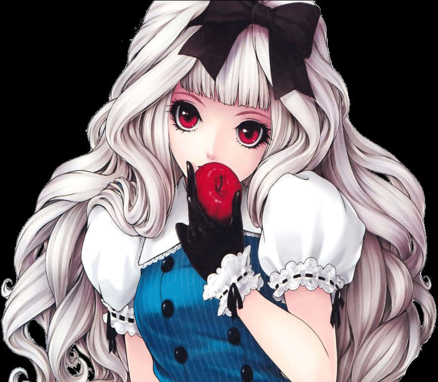Cô gái Anime với quả táo Hình nền