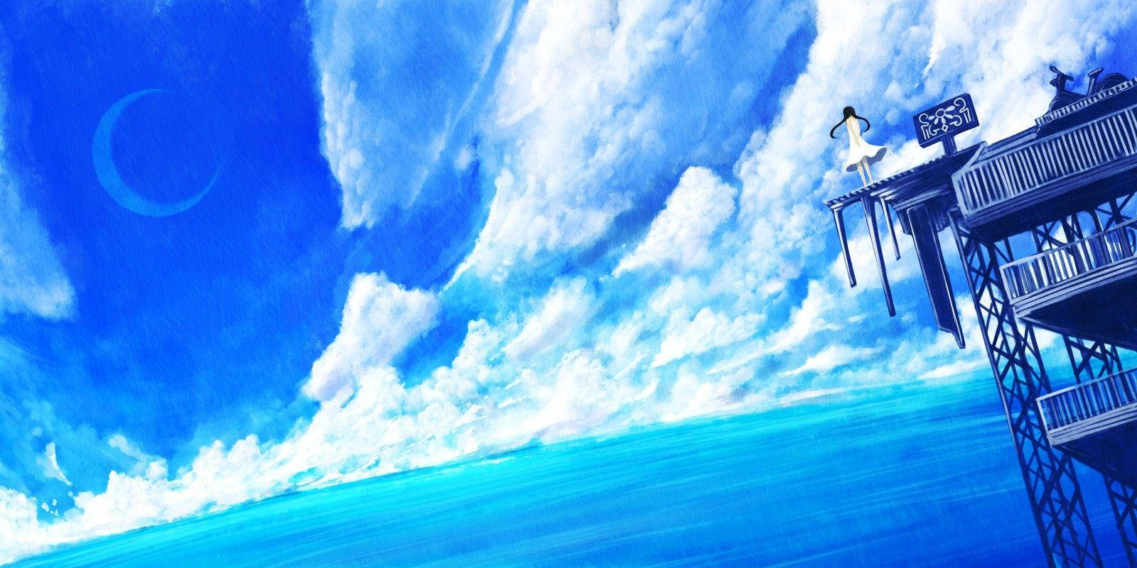 Cô gái Anime Bầu trời xanh