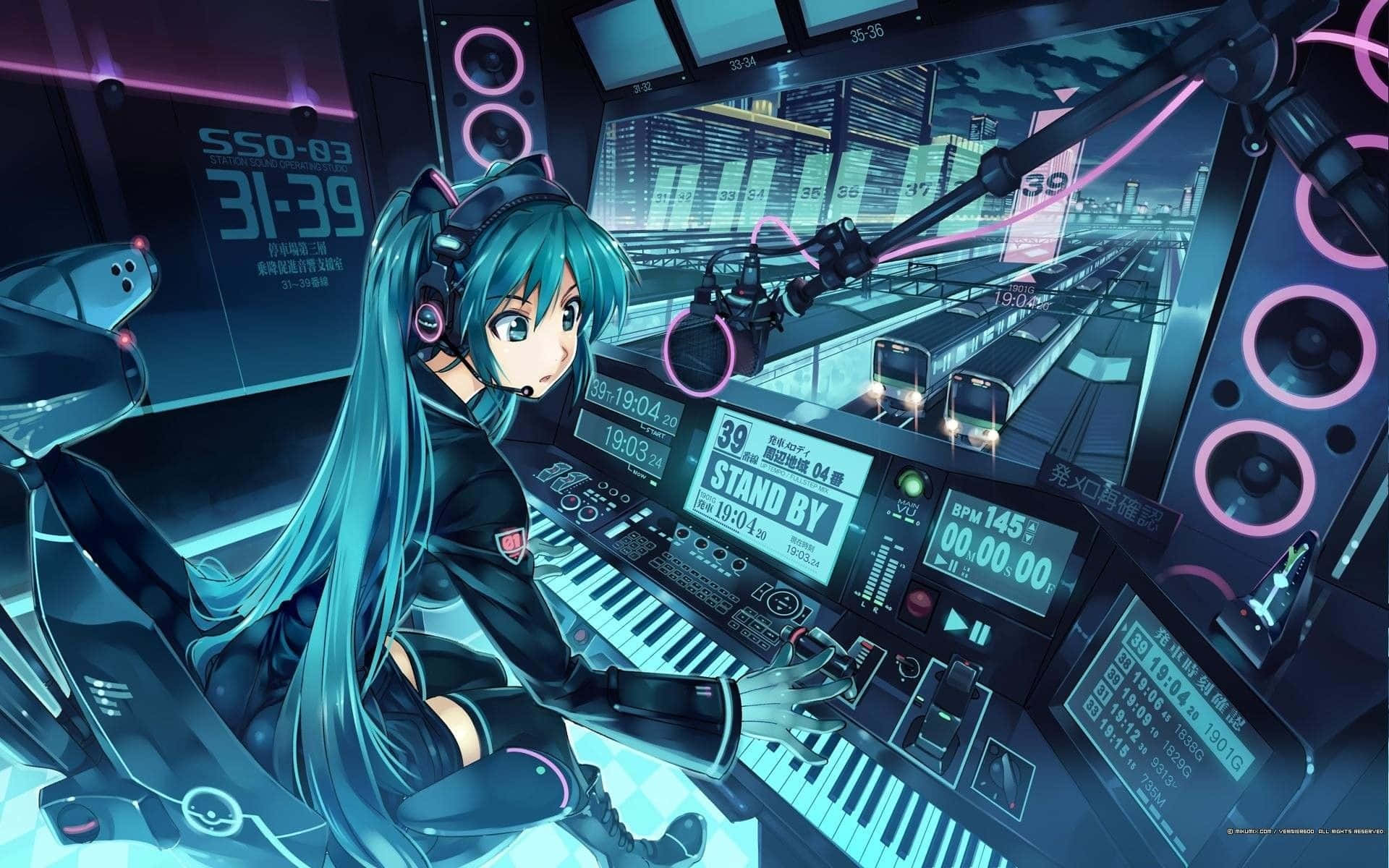 Cô gái chơi game dễ thương đang chơi piano Hình nền