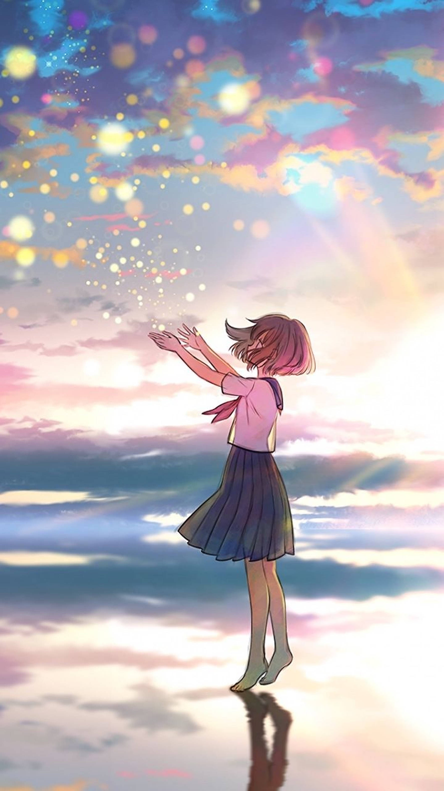 Cô gái học đường anime thẩm mỹ Hình nền