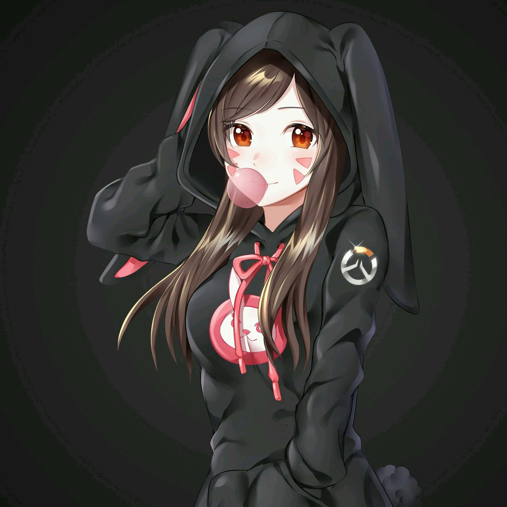 cô gái mặc áo hoodie đen đội mũ thỏ Hình nền