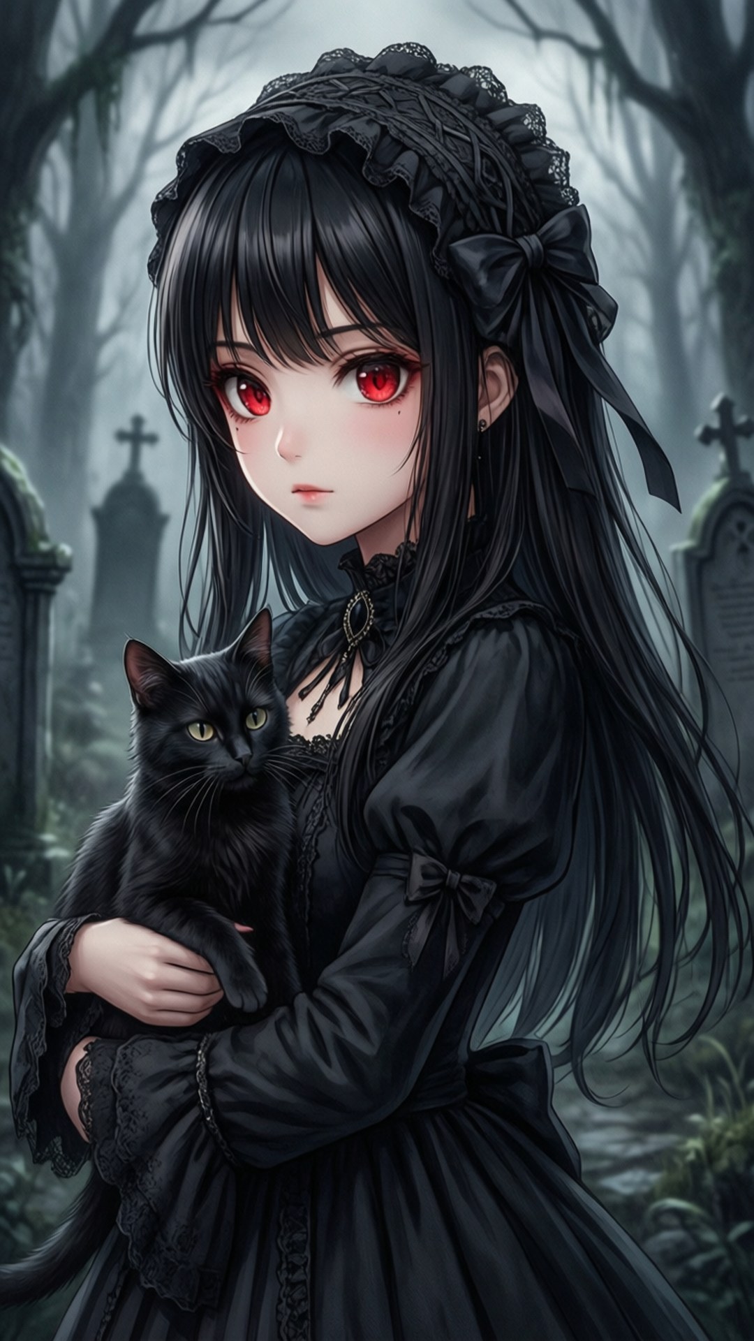 Cô Gái Mèo Phong Cách Gothic Hình nền