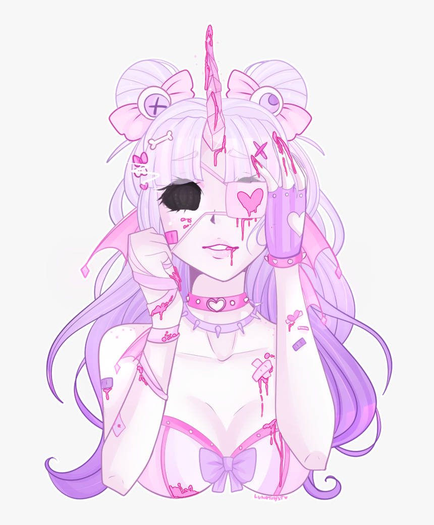 Cô gái Pastel Goth với sừng Hình nền
