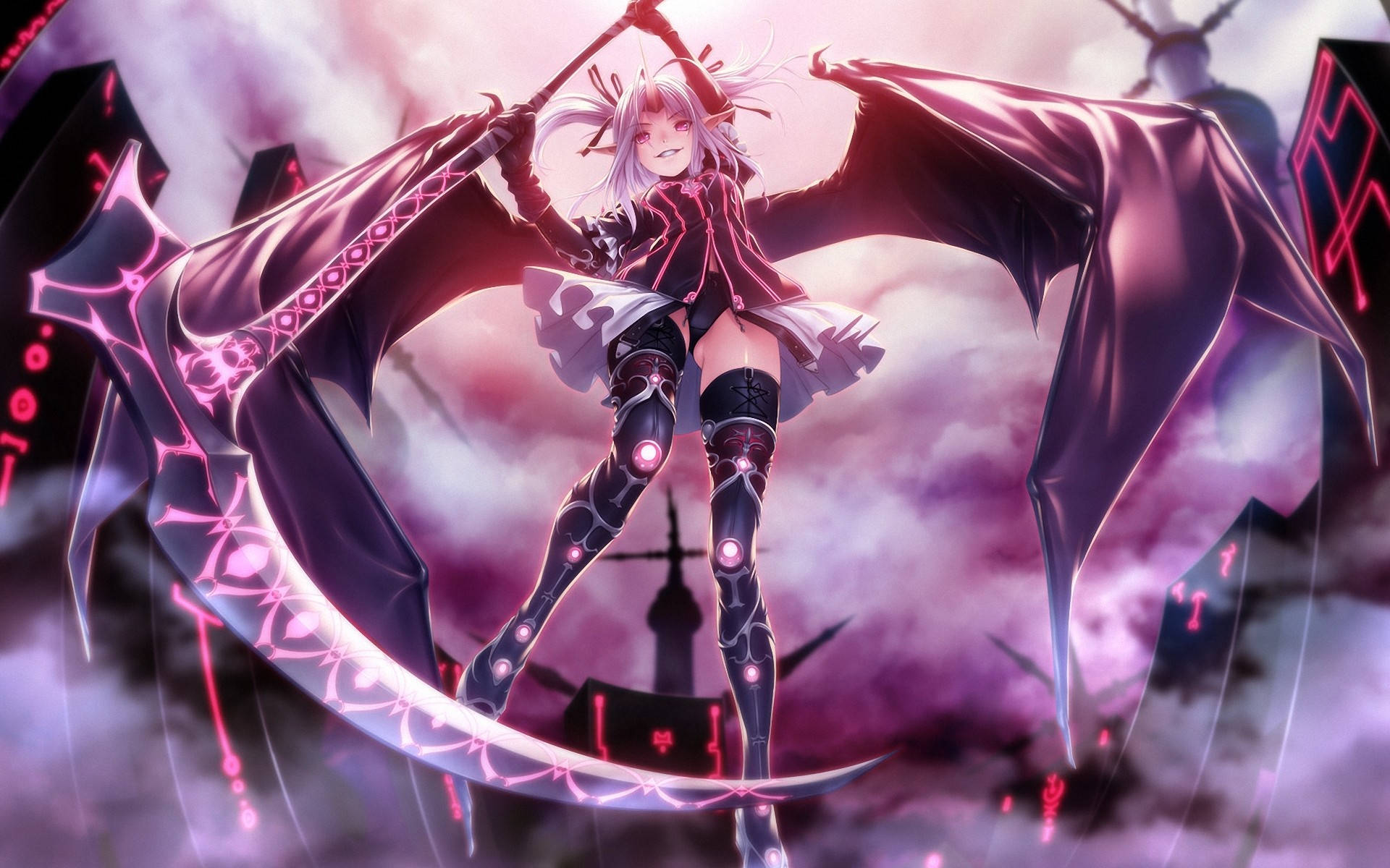 Cô gái quỷ anime với lưỡi hái Hình nền