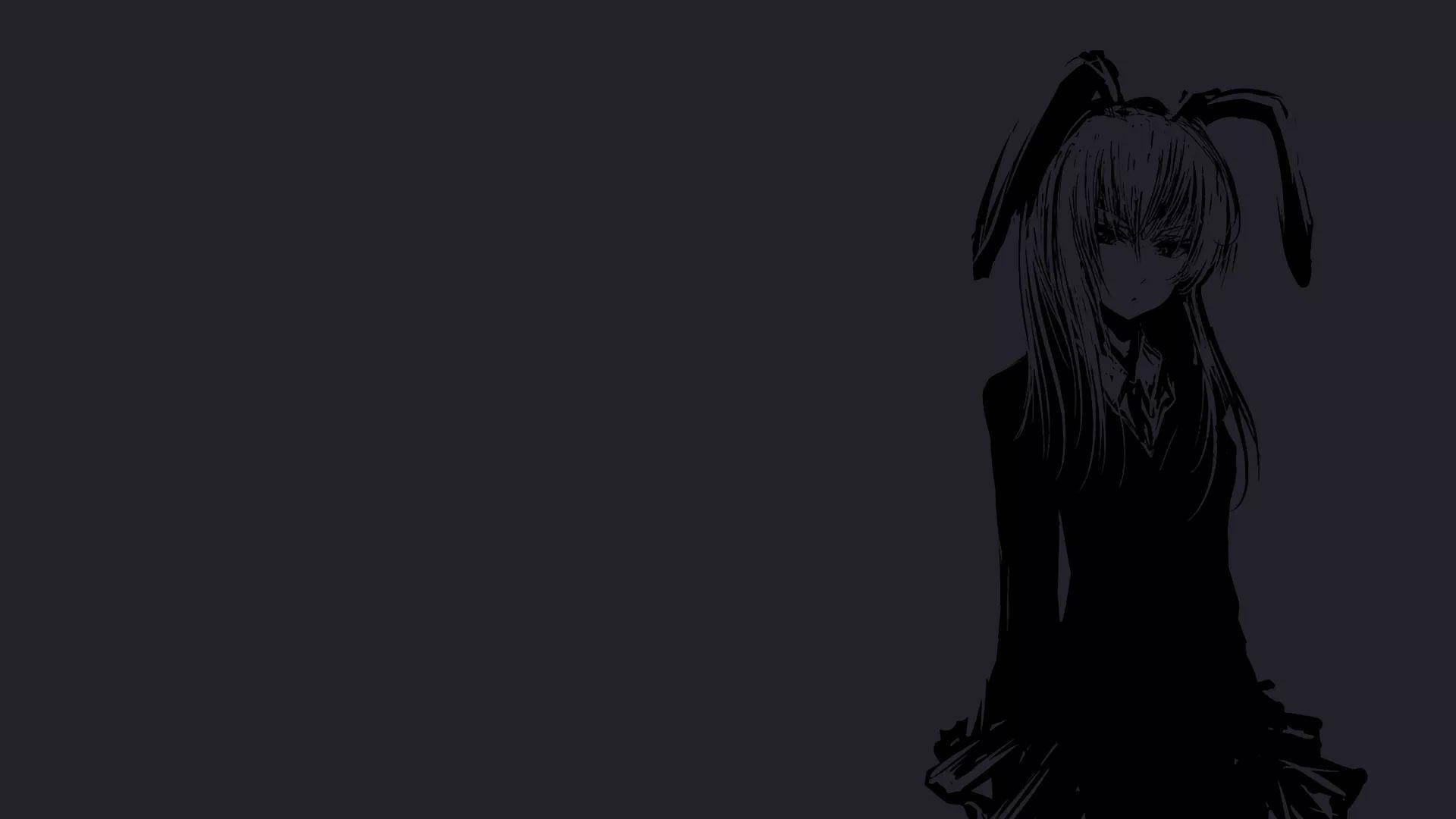 Cô gái tai thỏ phong cách anime tối màu cho desktop Hình nền